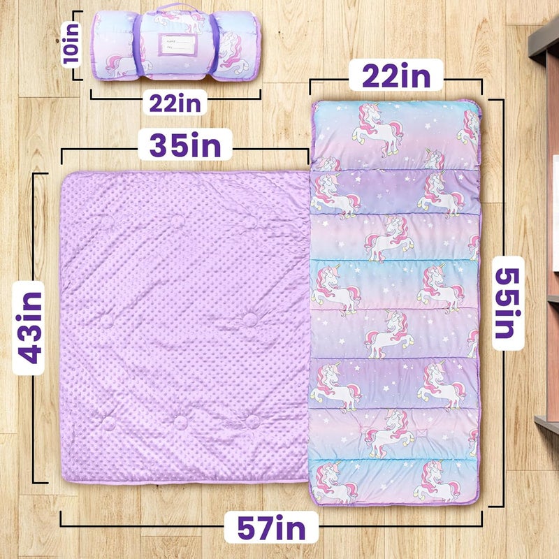 Beavtaens Toddler Nap Mat with Pillow and Minky Blanket, Large 55"x35" Sleeping Bag, Washable, Lightweight, Easy to Roll, Perfect for Preschool, Daycare, Kindergarten, Travel, Boys and Girls - Image 2